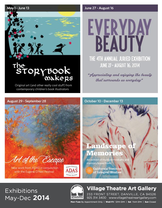 Poster for Village Theatre Art Gallery exhibitions brochure, May–December 2014